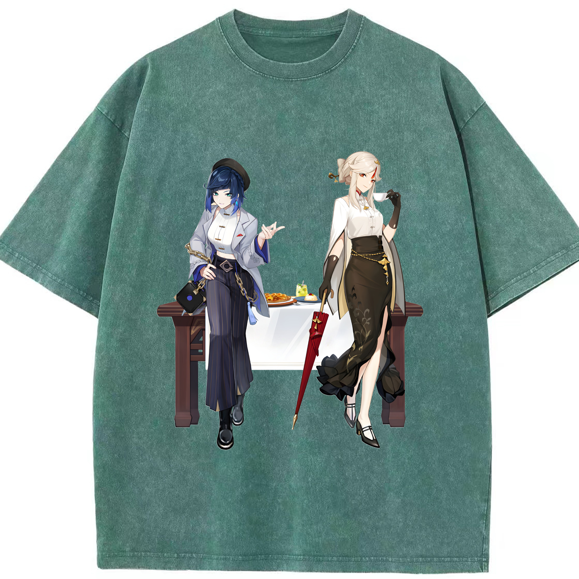 げんし神 夜兰 やらん genshin Yaran 綿100% ヴィンテージ風 半袖Tシャツ（フロントプリント）
